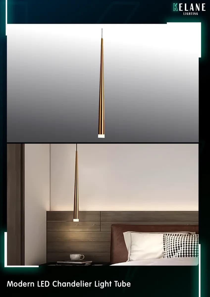 gold Modern LED Chandelier Light Tube - سلندر عصري ذهبي