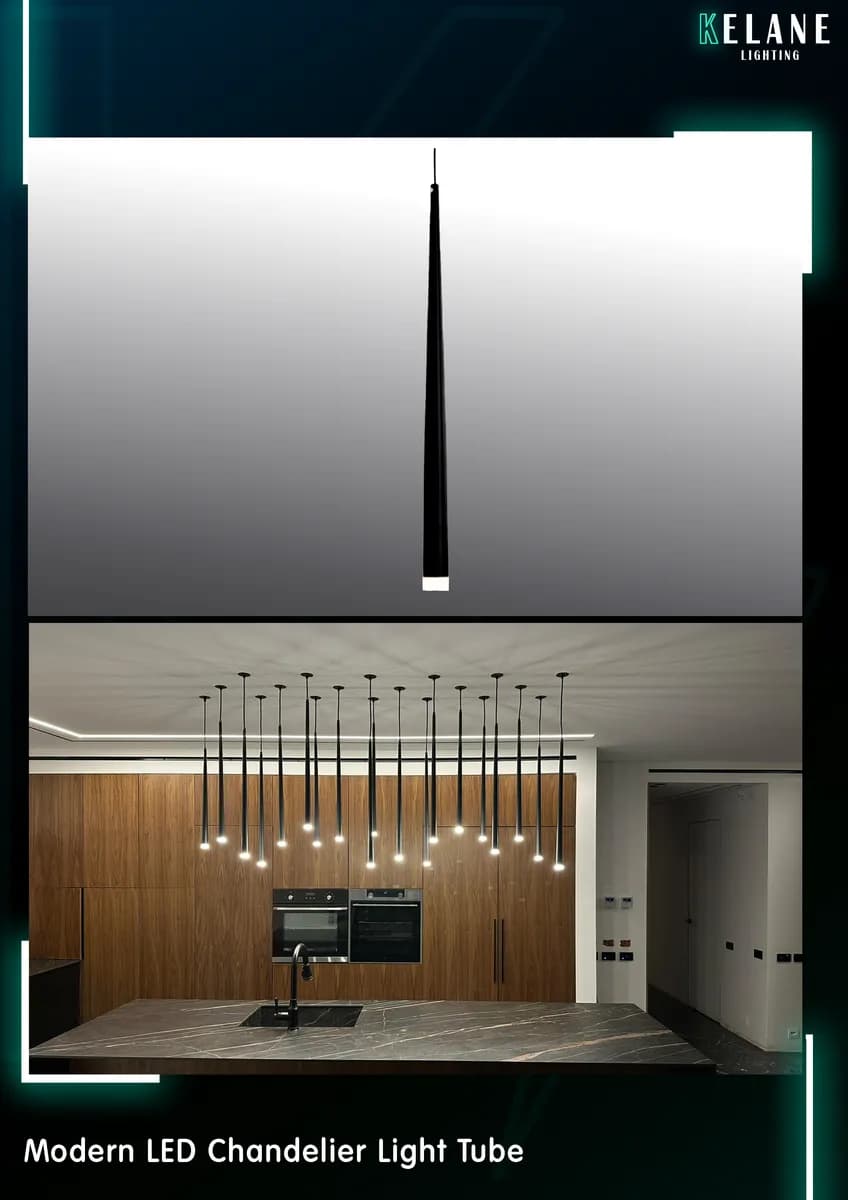 Black Modern LED Chandelier Light Tube - سلندر عصري أسود
