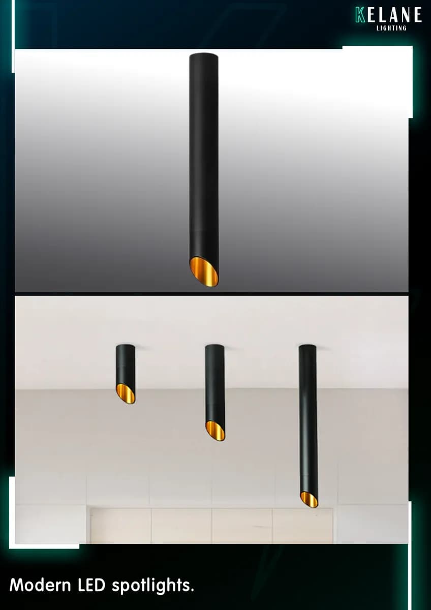 Black Modern LED spotlights - سلندر اسطواني عصري أسود 40CM