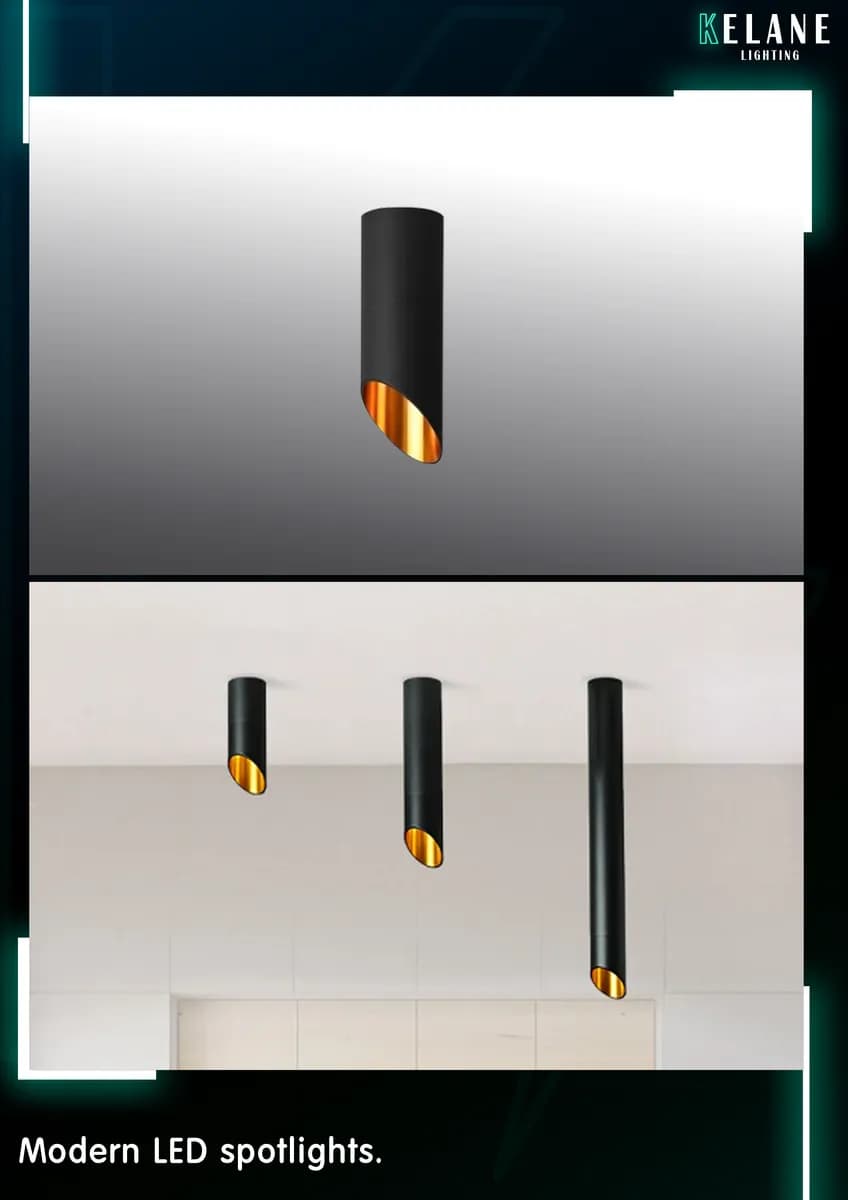 Black Modern LED spotlights - سلندر اسطواني عصري أسود 20CM